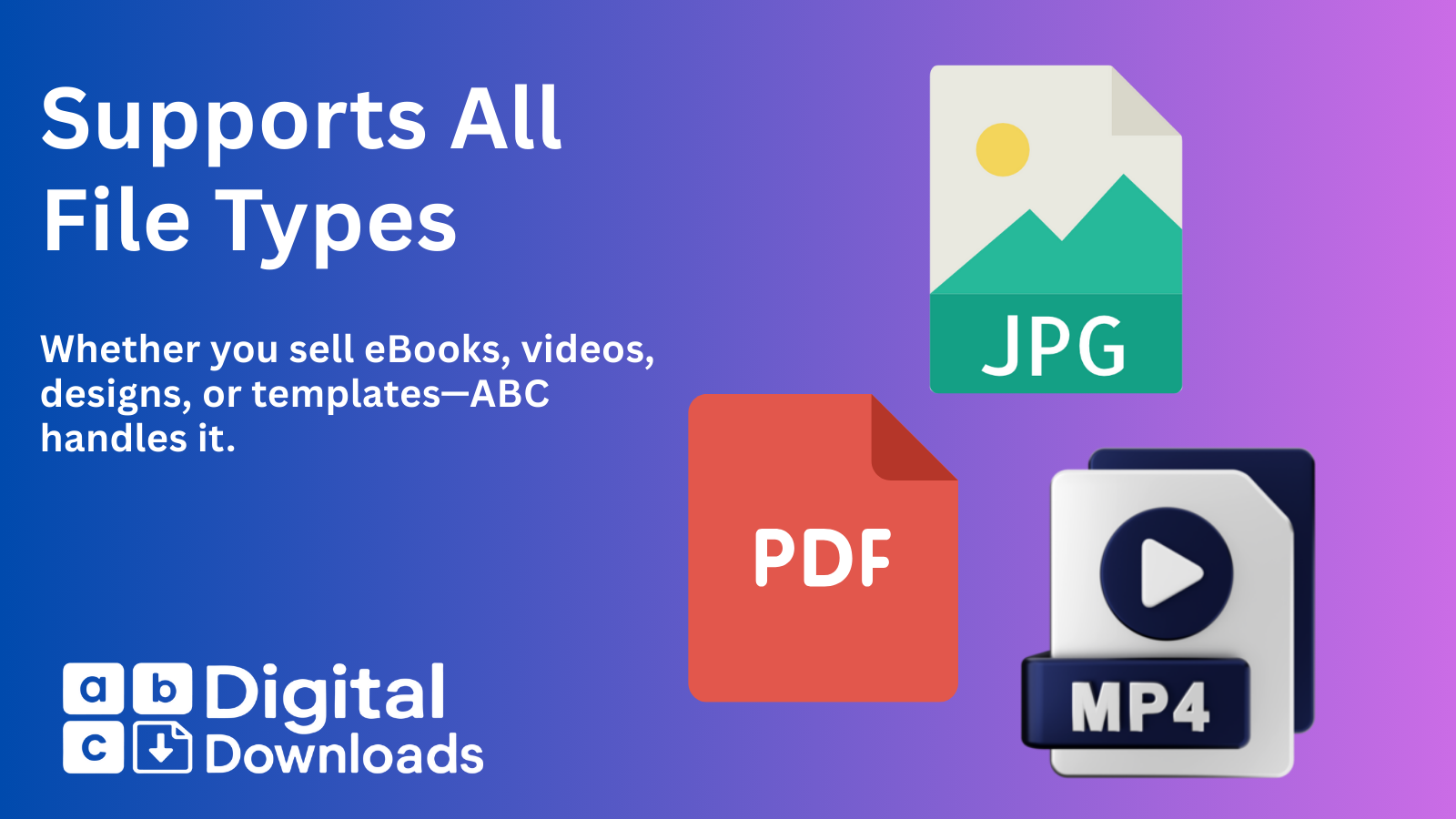 Support multiple file types like JPG, PDF, MP4 and more