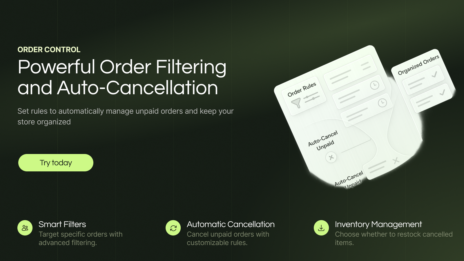 Powerful Order Filtering and Auto-Cancellation