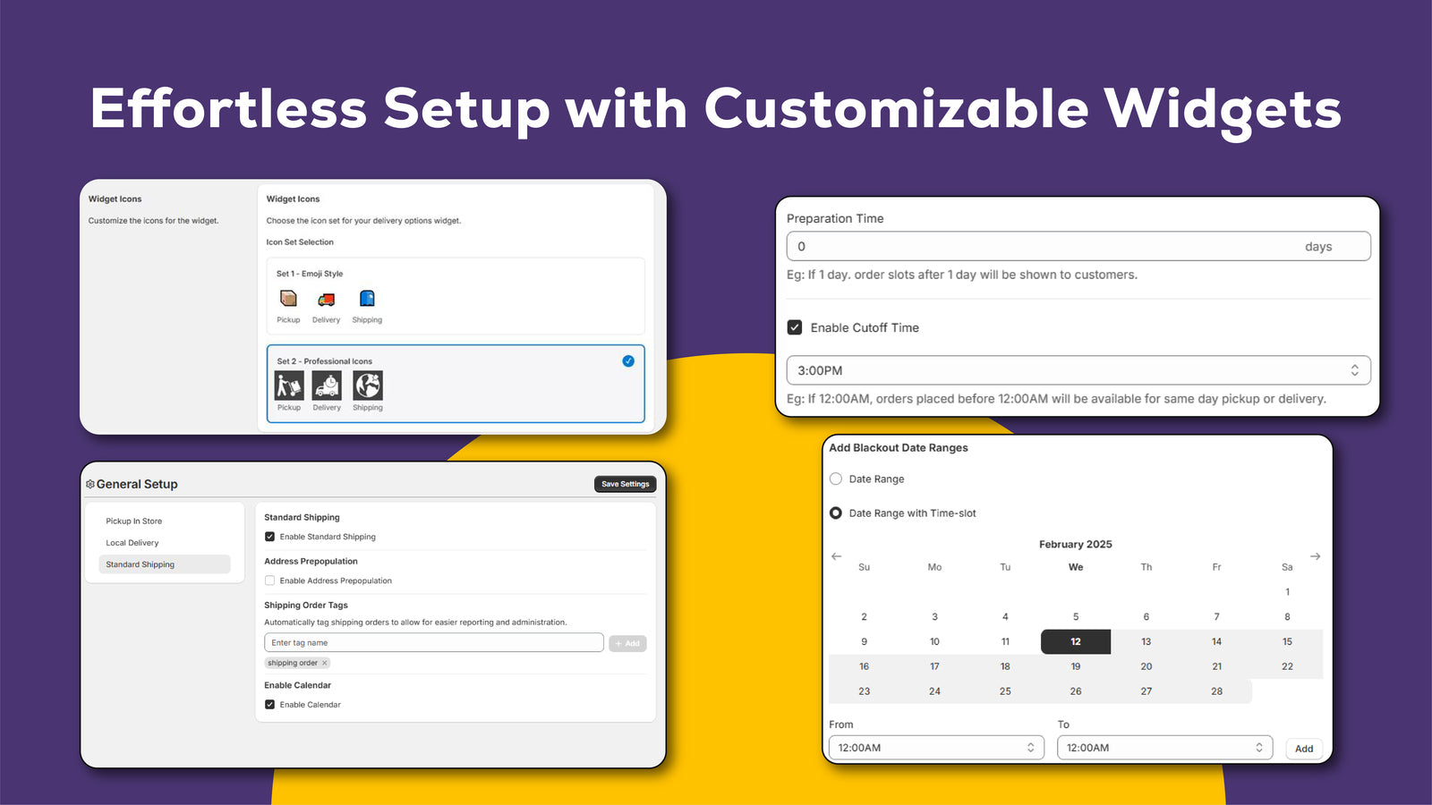 Effortless pickup and delivery setup