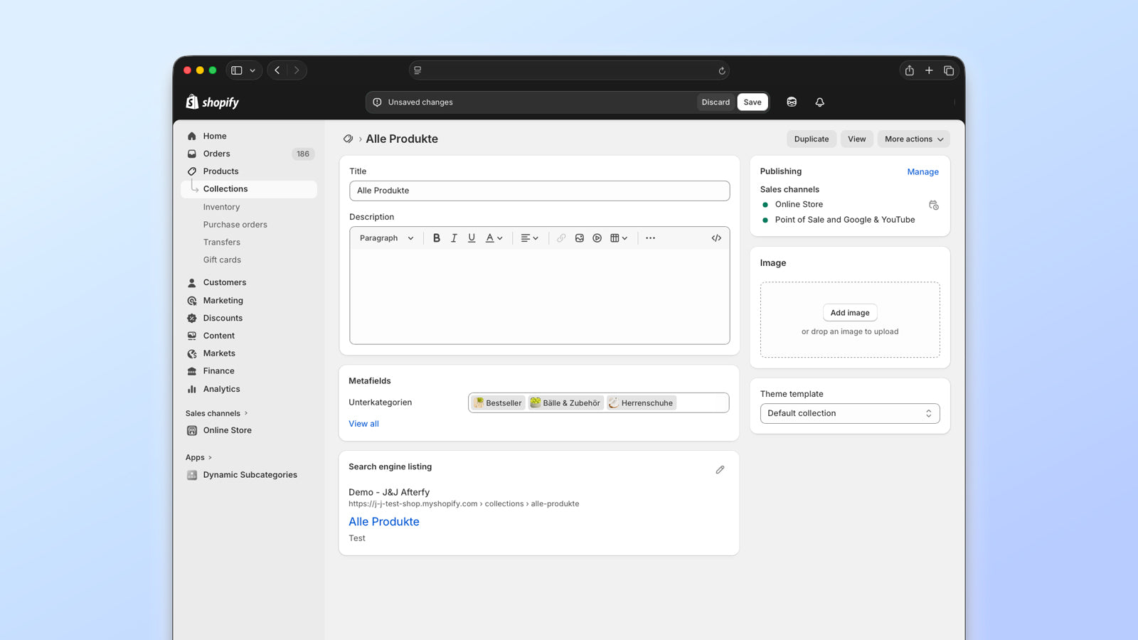  Shopify collection page with subcategories set via metafield