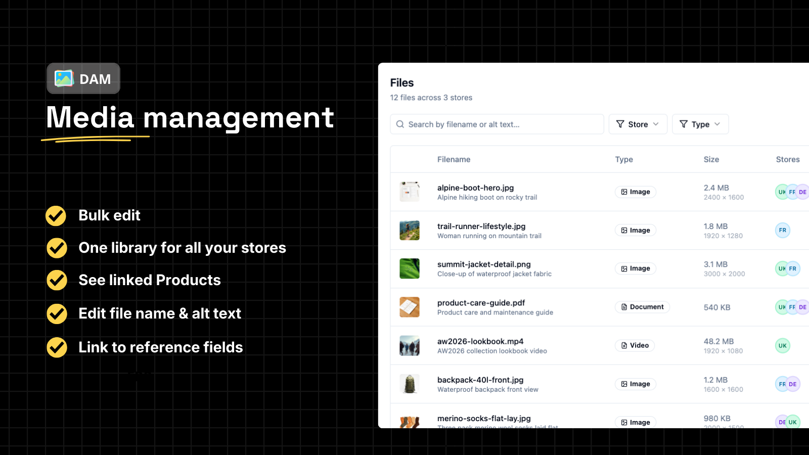 Shopify DAM - Media Management for Shopify files