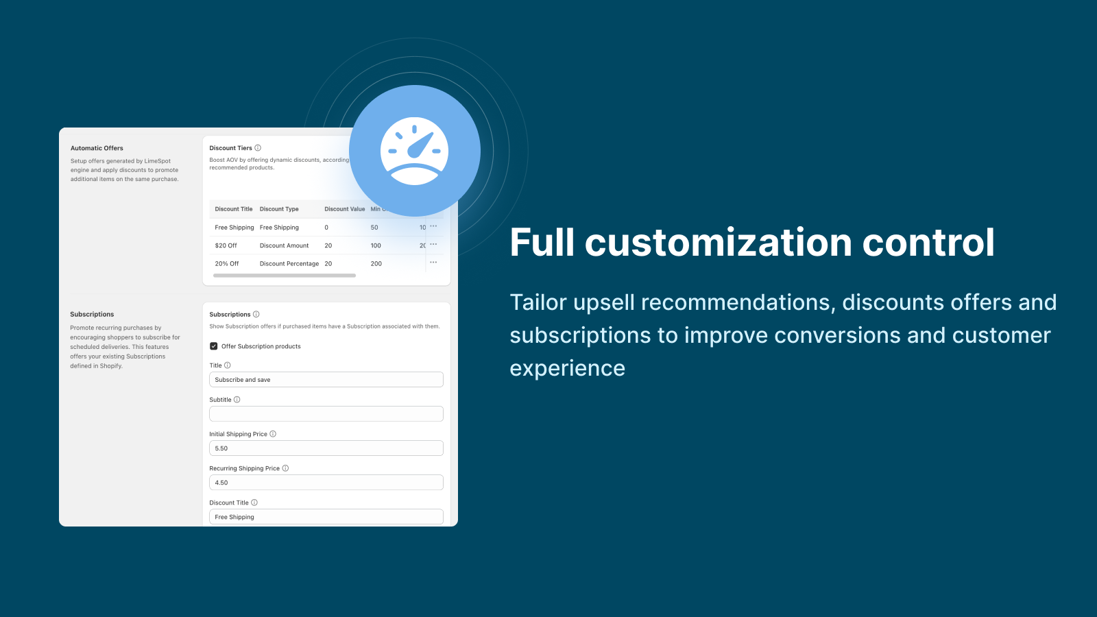 Full customization control