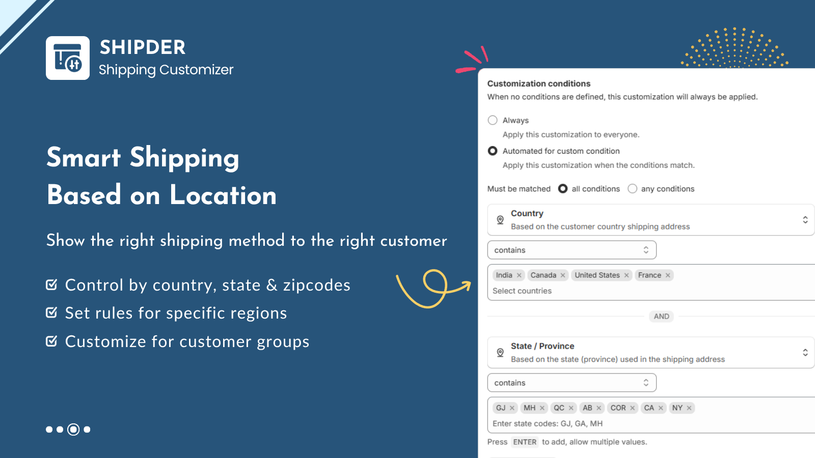 Control how shipping methods appear at checkout with Locations