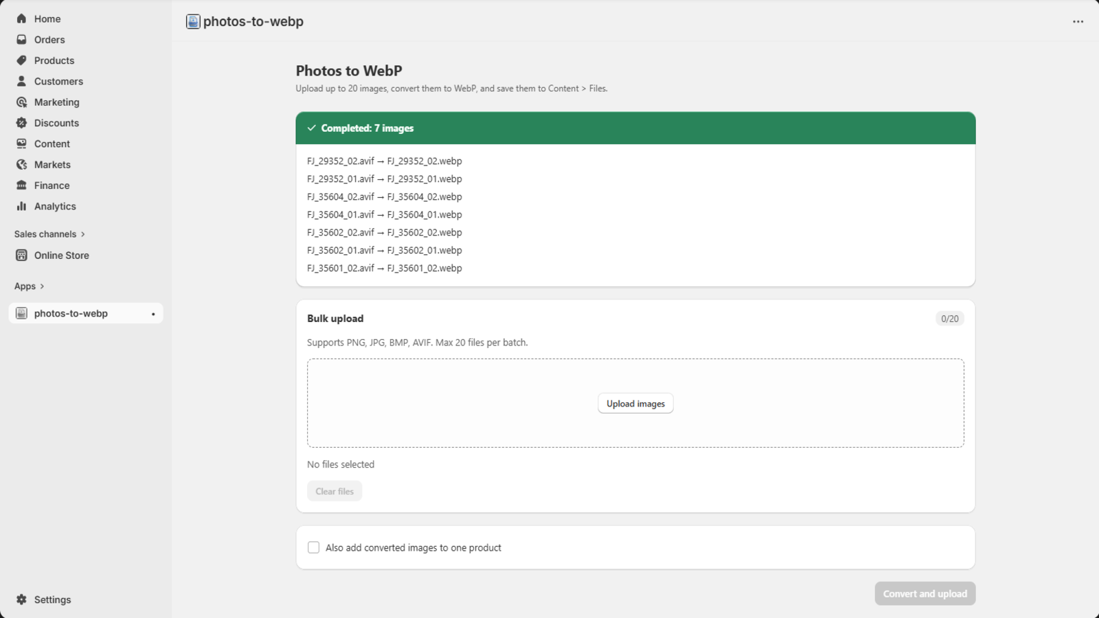 Complete images conversion