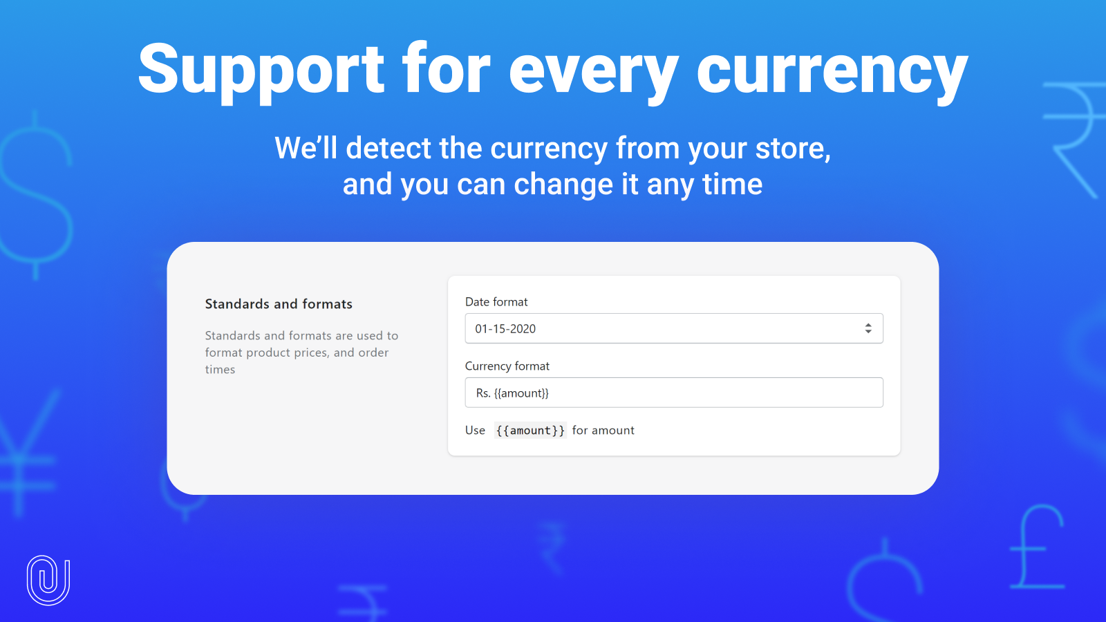 Support for every currency across the order printer