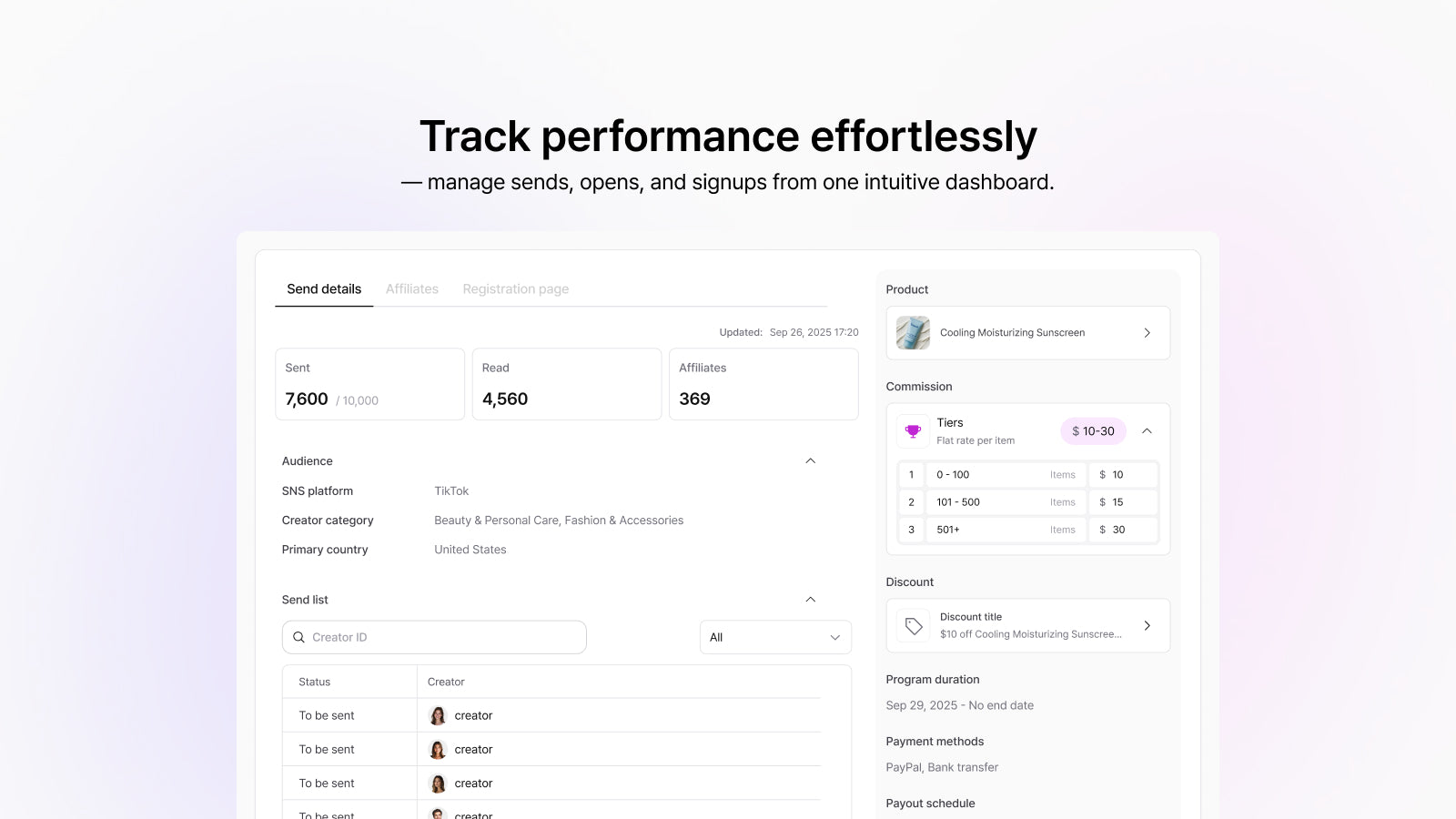 Track performance effortlessly