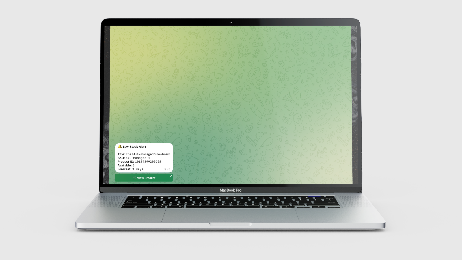 Telegram notification from Low Stock Alert app