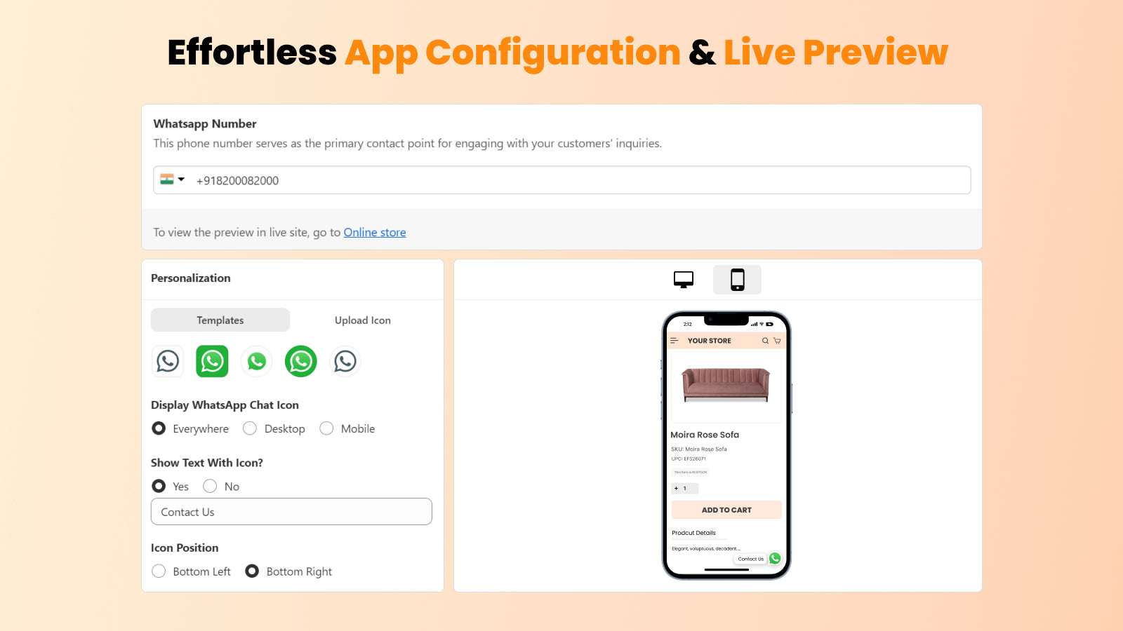 Configure whatsapp chat in shopify