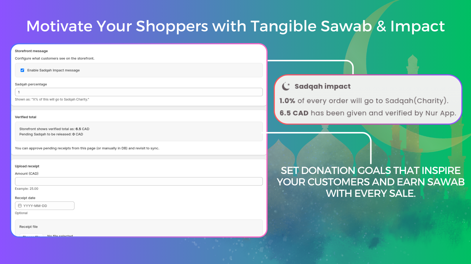 sadqah donations on every order