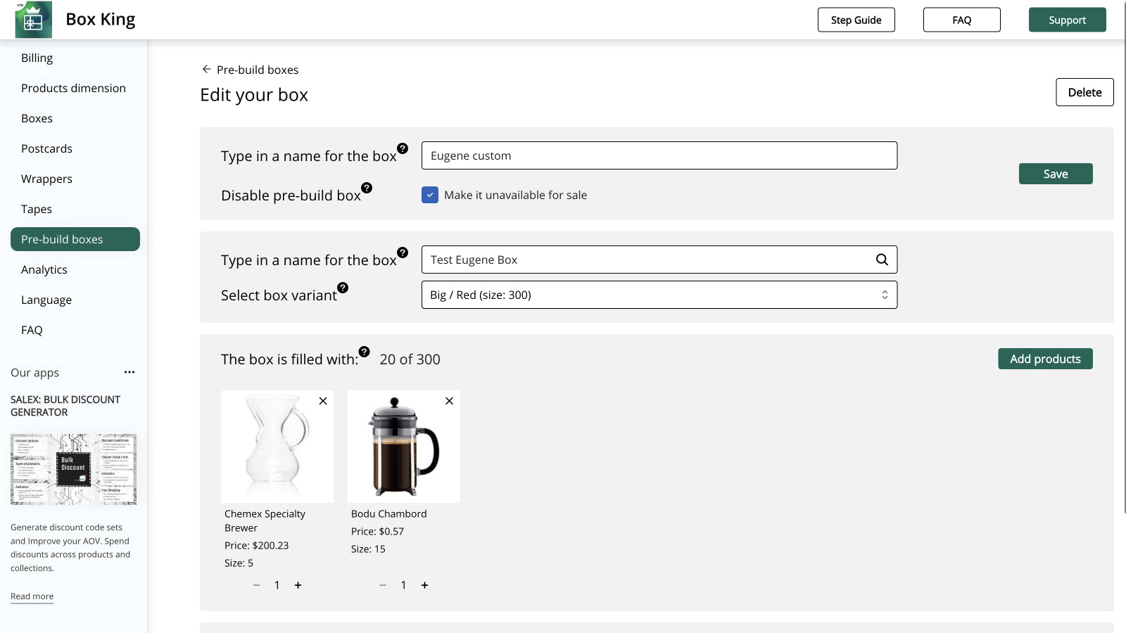 Admin Panel of Box King APP