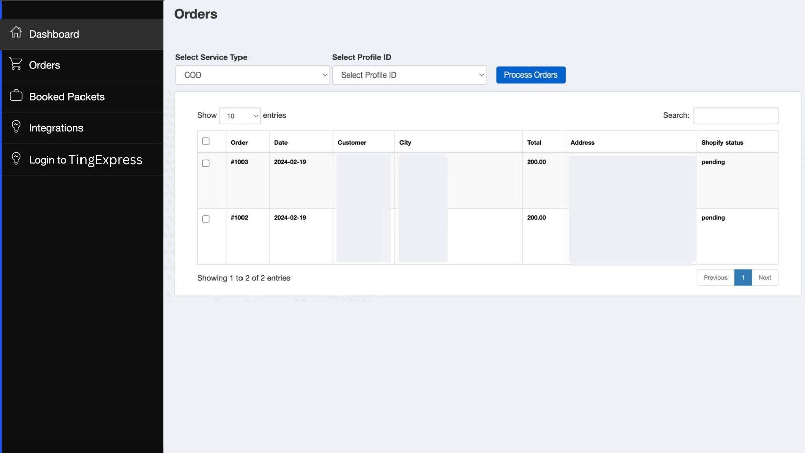 In this screen, you can find all the unfulfilled orders
