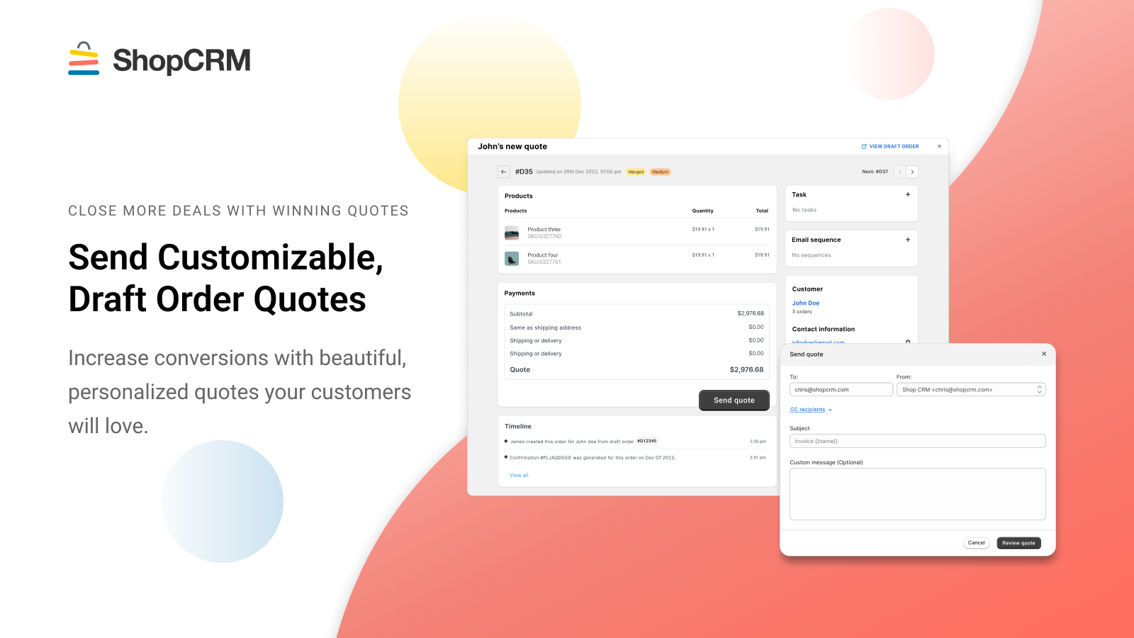 ShopCRM Send custom Quotes