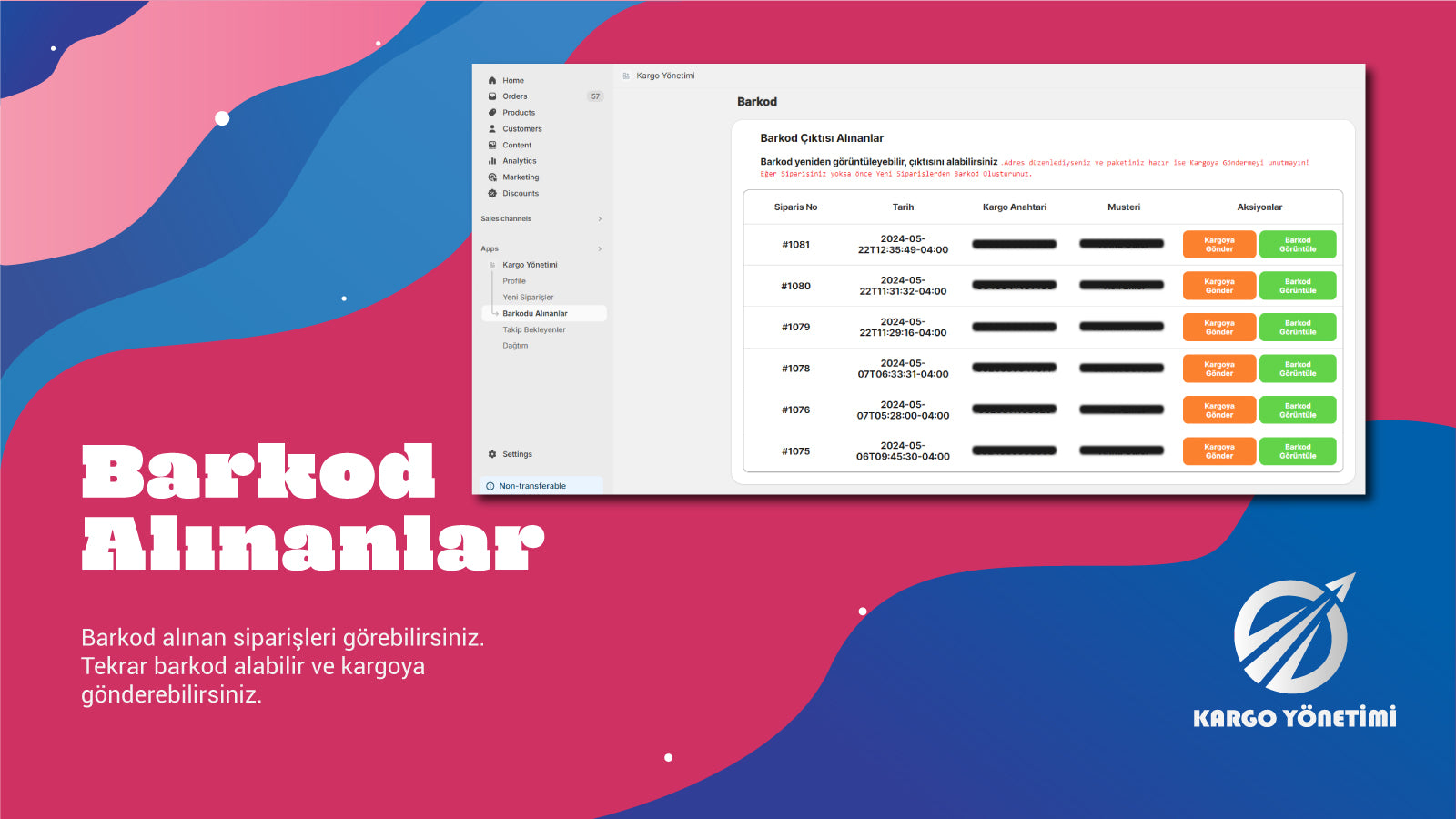 Barkod Alınanlar Ekranı
