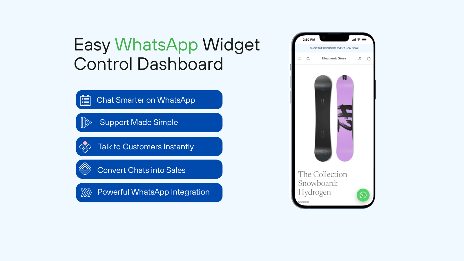mobile view WhatsApp chat widget