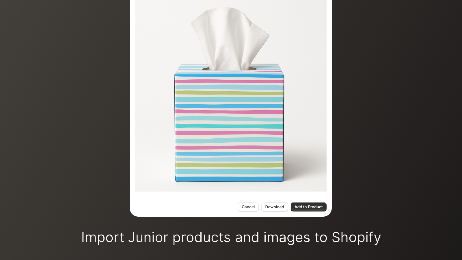 Example image with download and add to product buttons