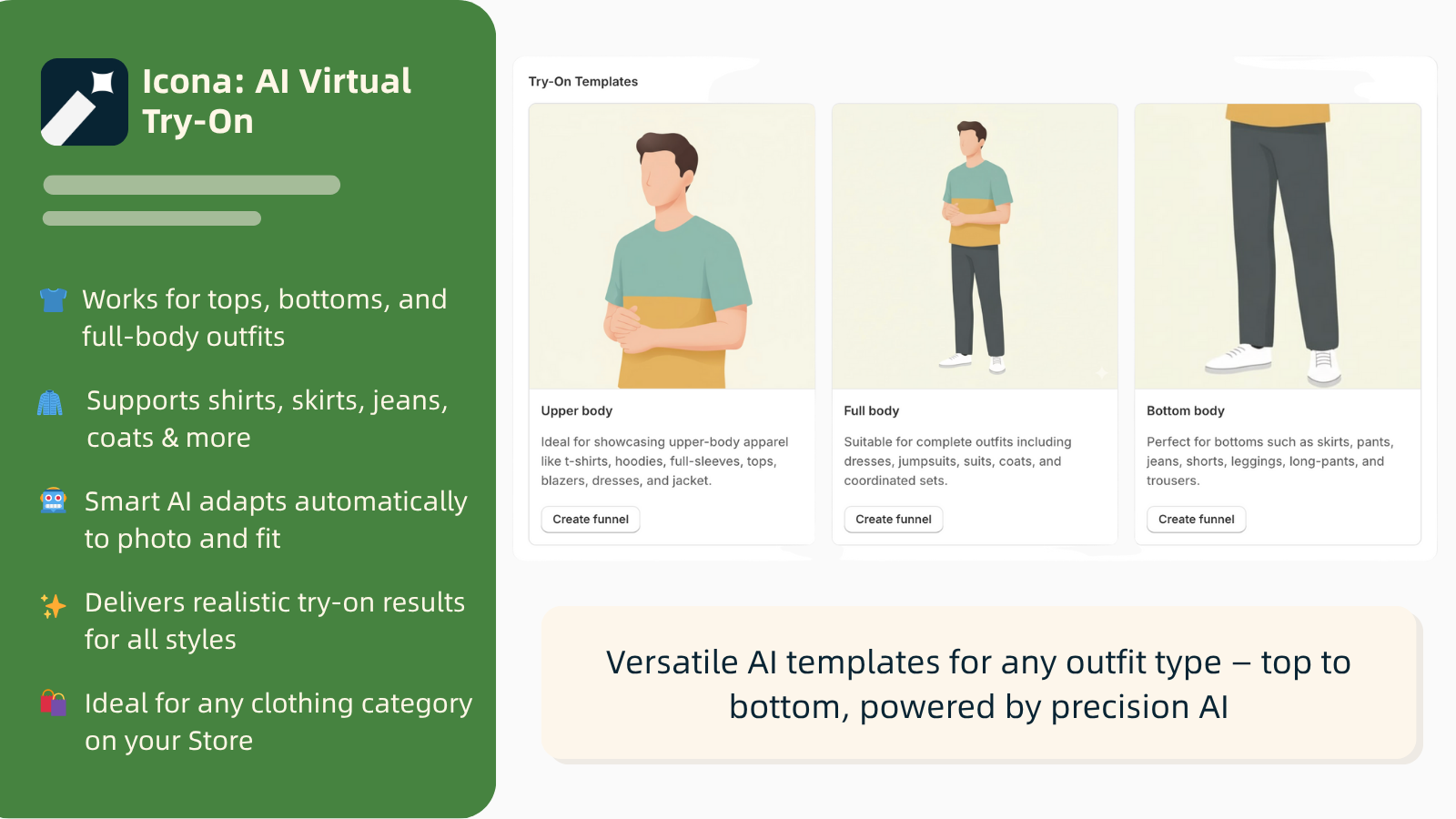 Setup virtual try on for dresses, shirts, pants, jackets, etc