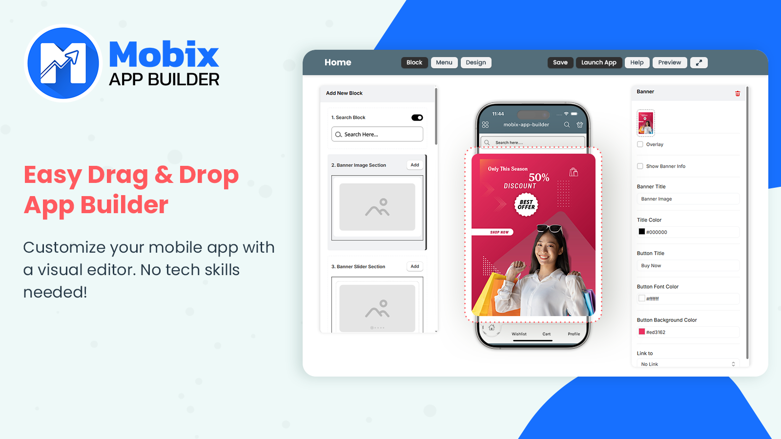 Drag & Drop App Builder mobix app builder