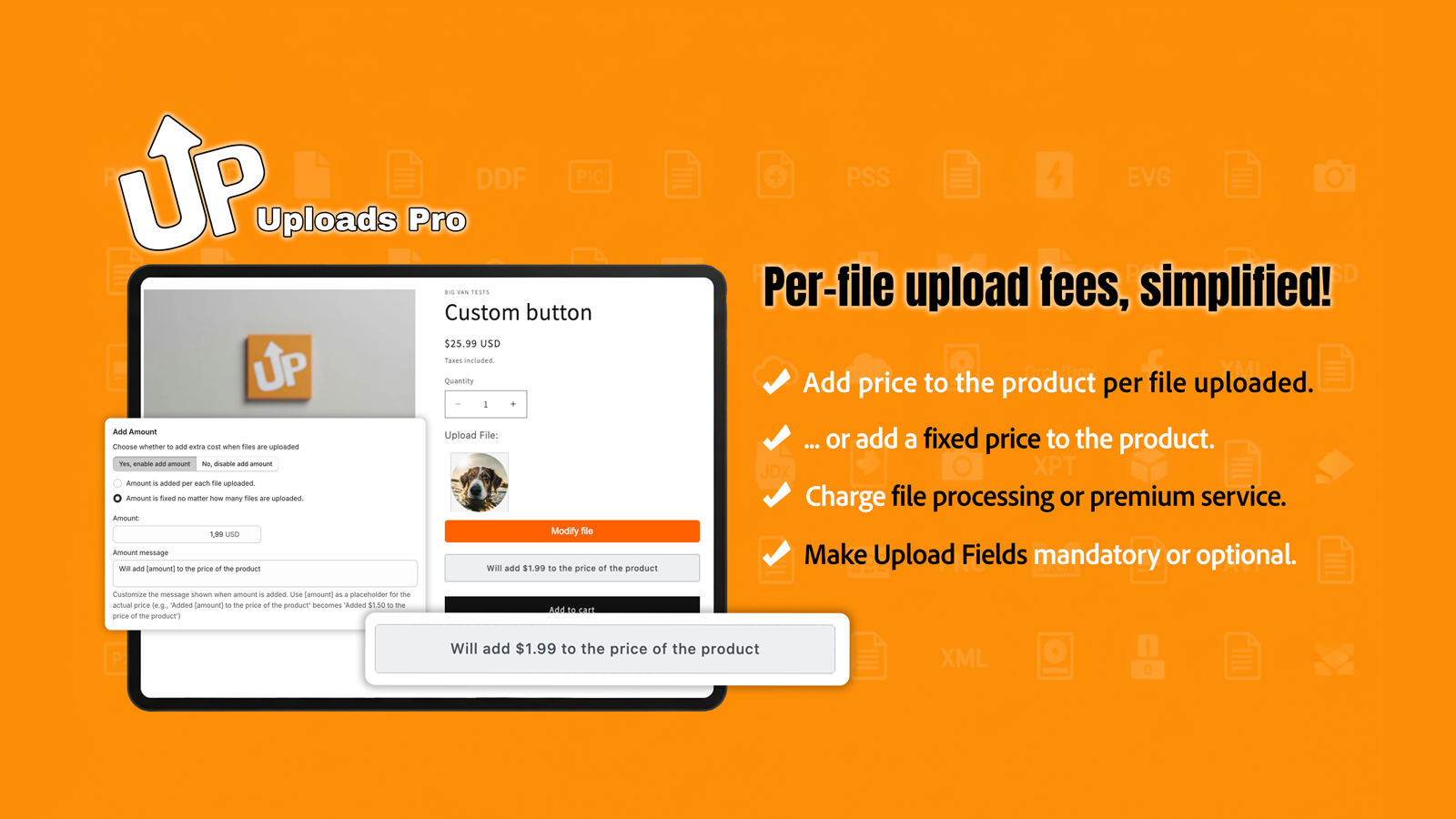 Per-file upload fees, simplified.