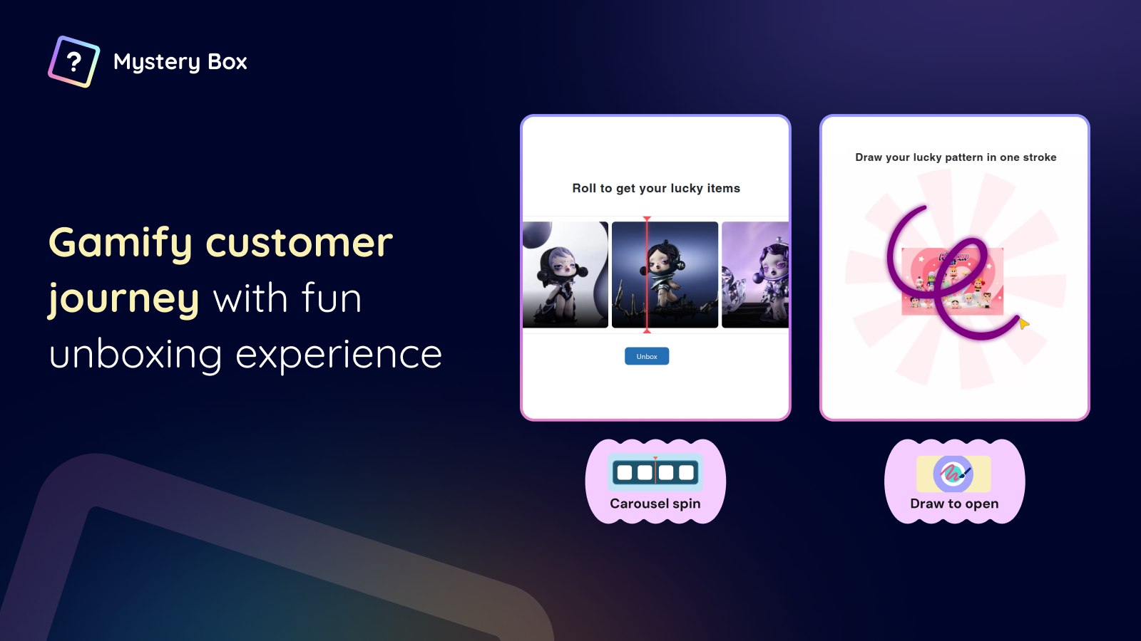 Gamified unboxing experiences: carousel spin and draw