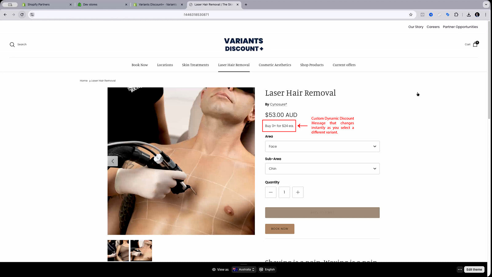 Variants Discount + App Custom Message updates instantly