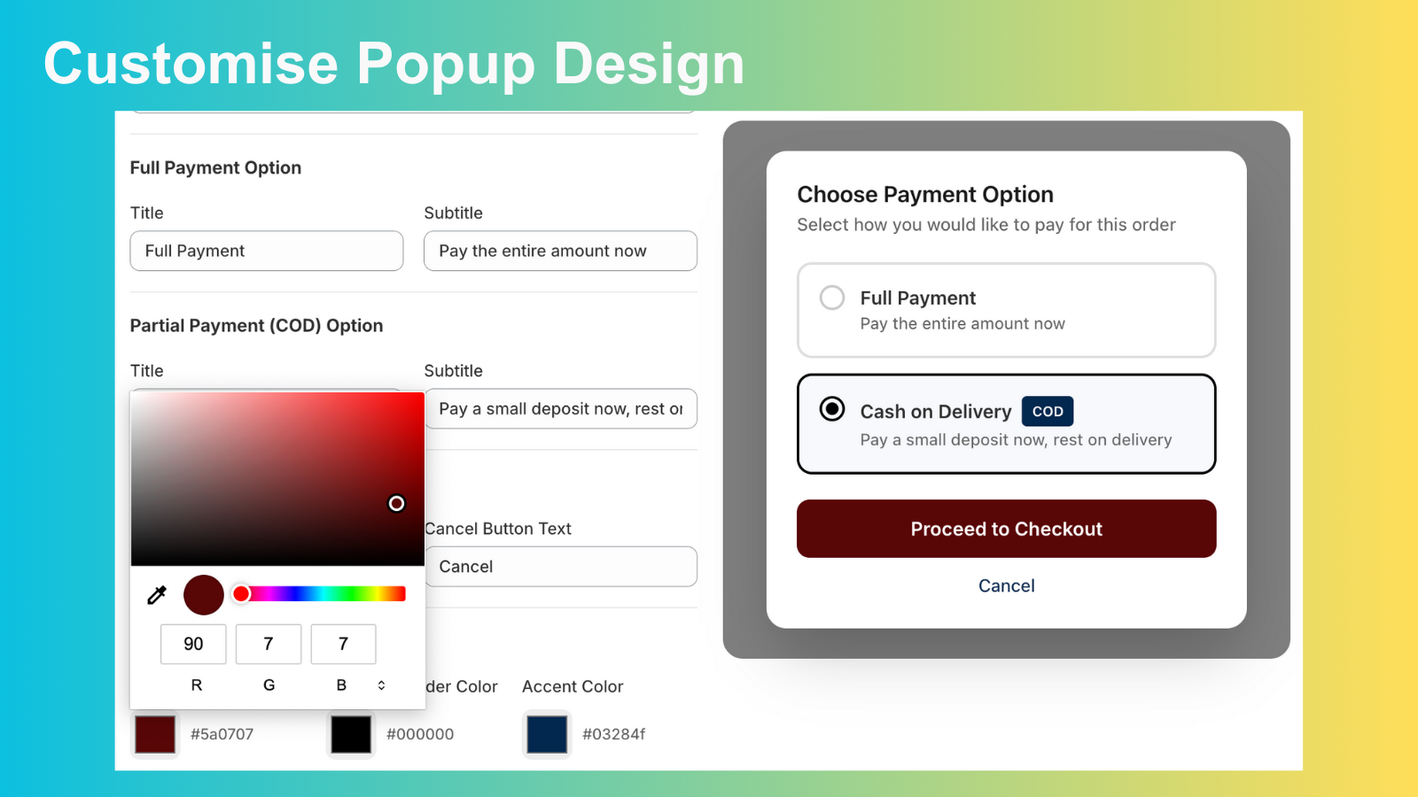 Customise design to your theme