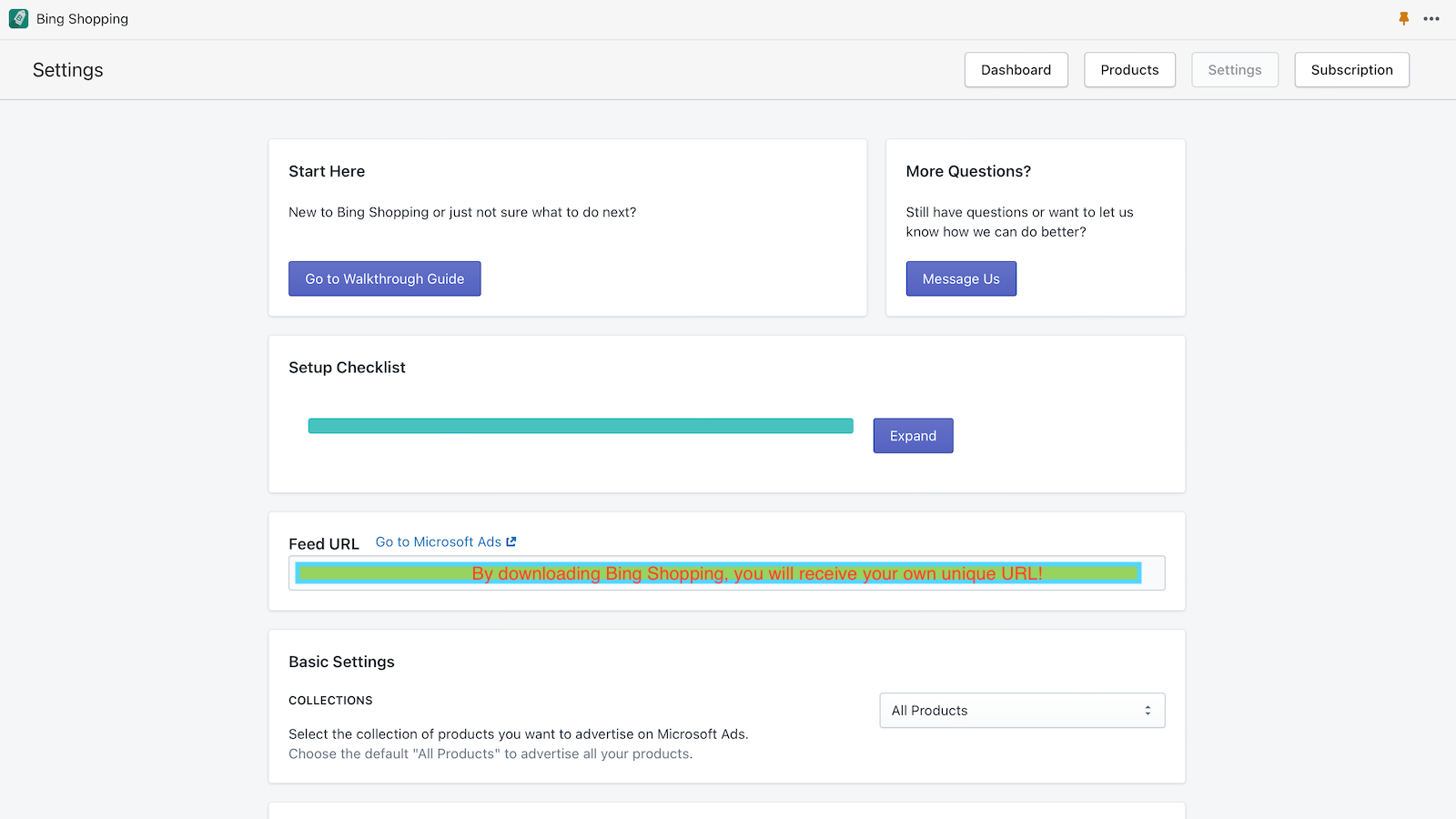 Settings - Feed Configuration