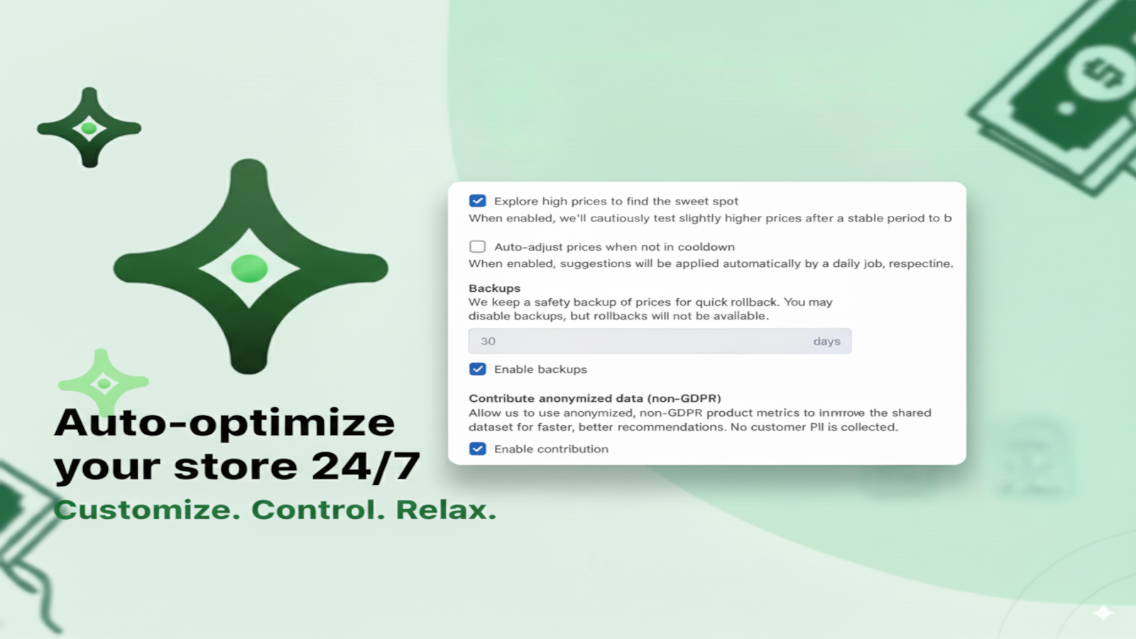 Smart Price settings page