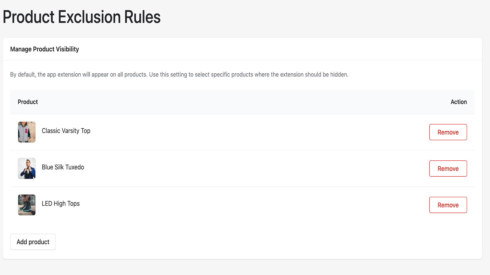 Merchants can exclude products from virtual try-on