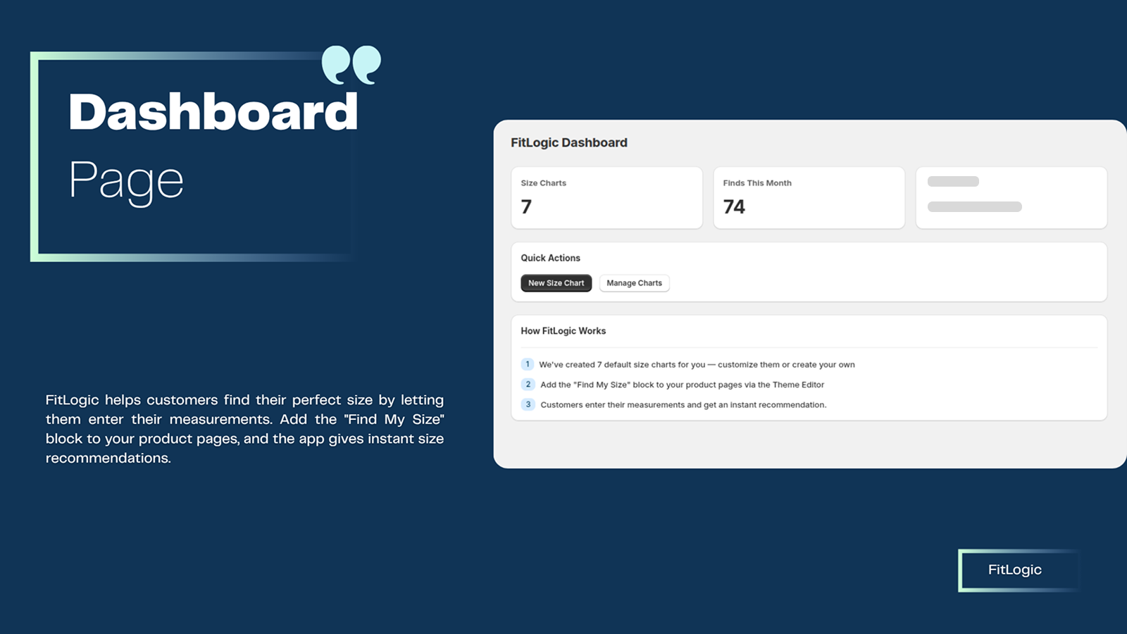 FitLogic dashboard guiding steps to set up and use the app
