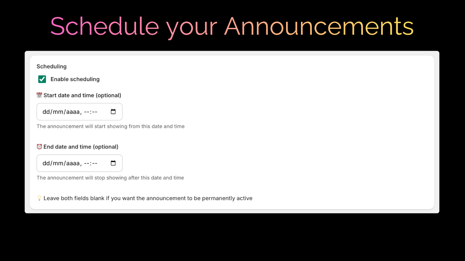 Schedule your Announcements