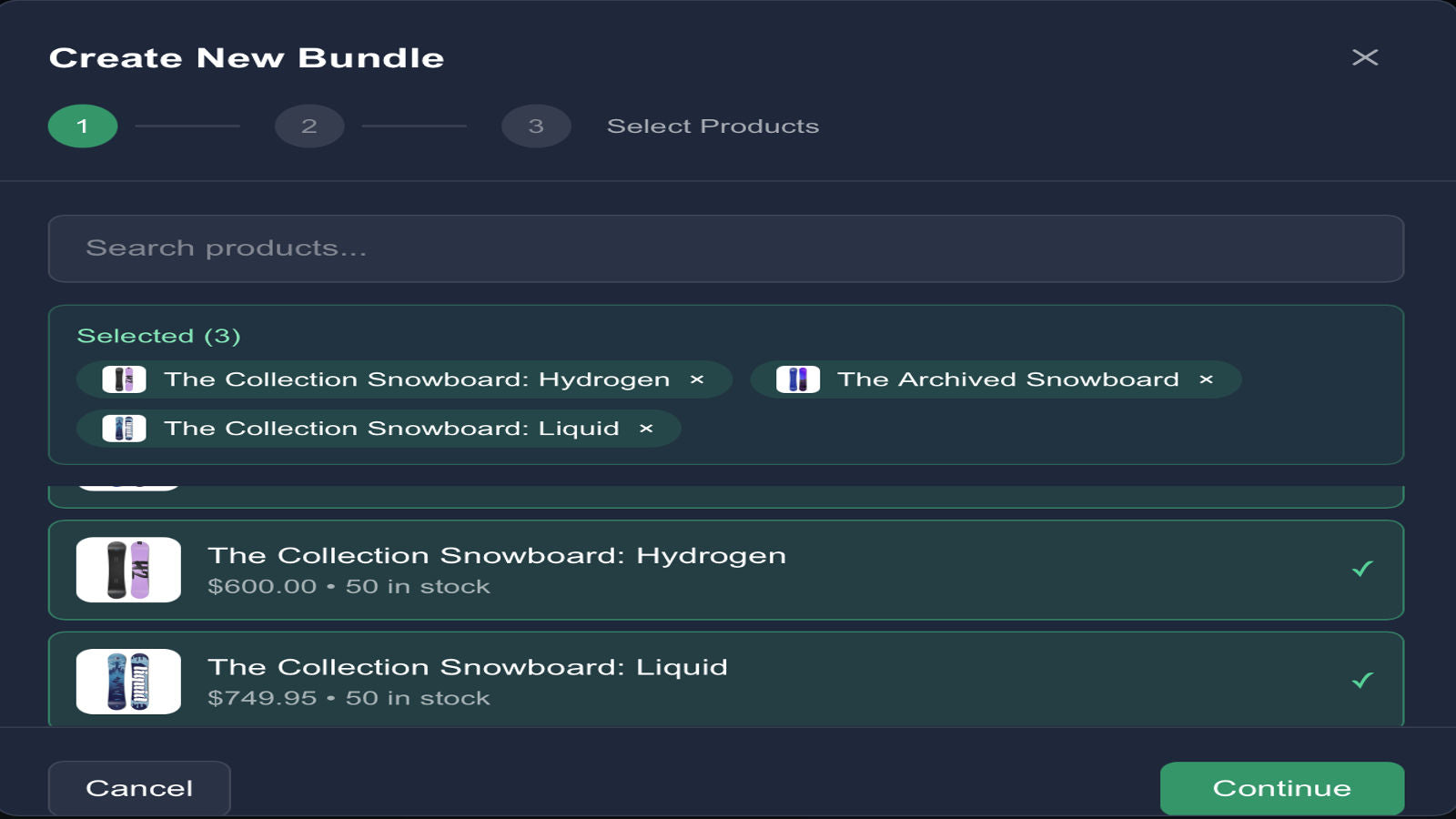 Product Selection for when you create a Bundle. 