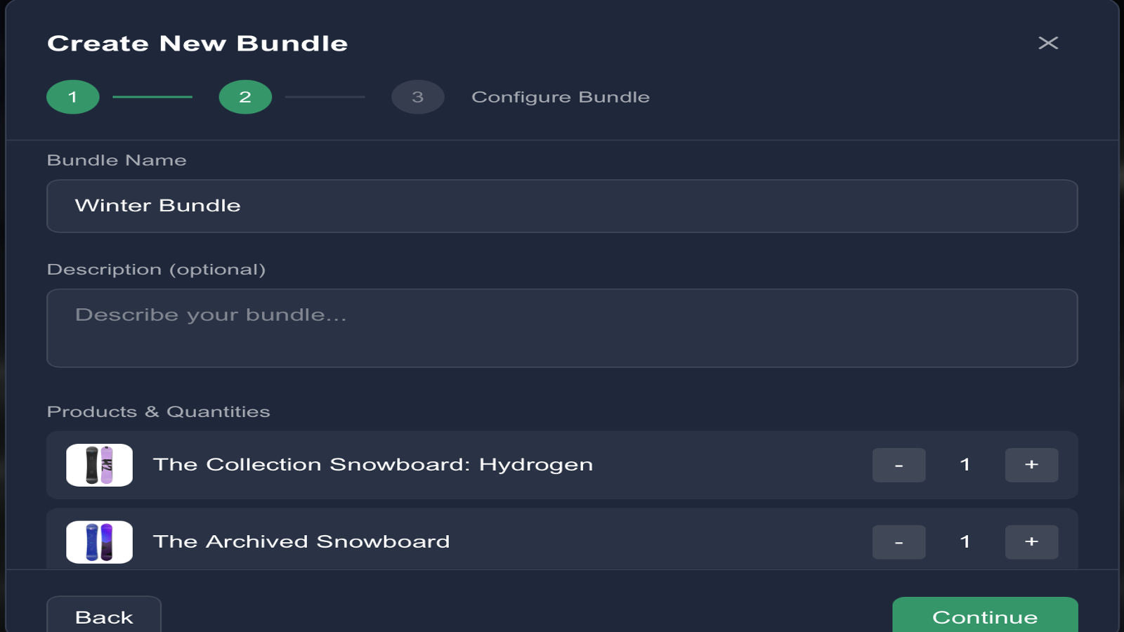 Change the amount of products within the bundle