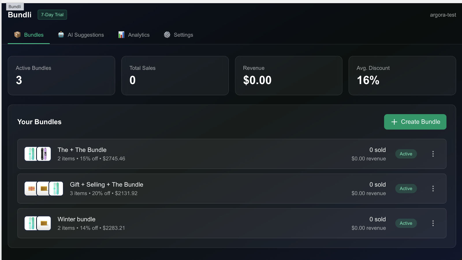 Dashboard for Bundli 