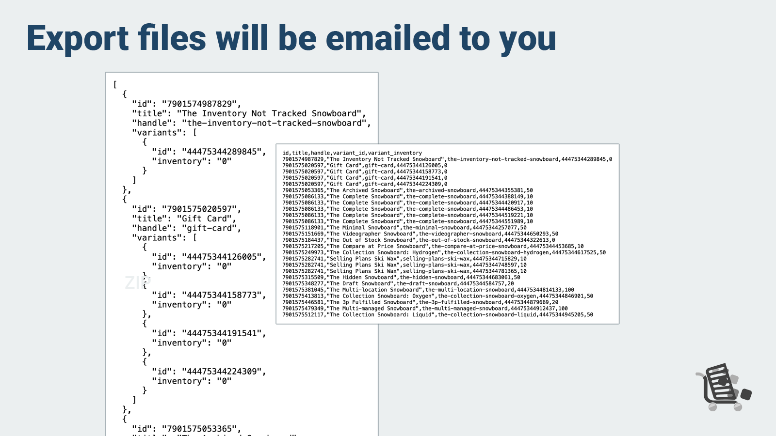 Export files will be emailed to you