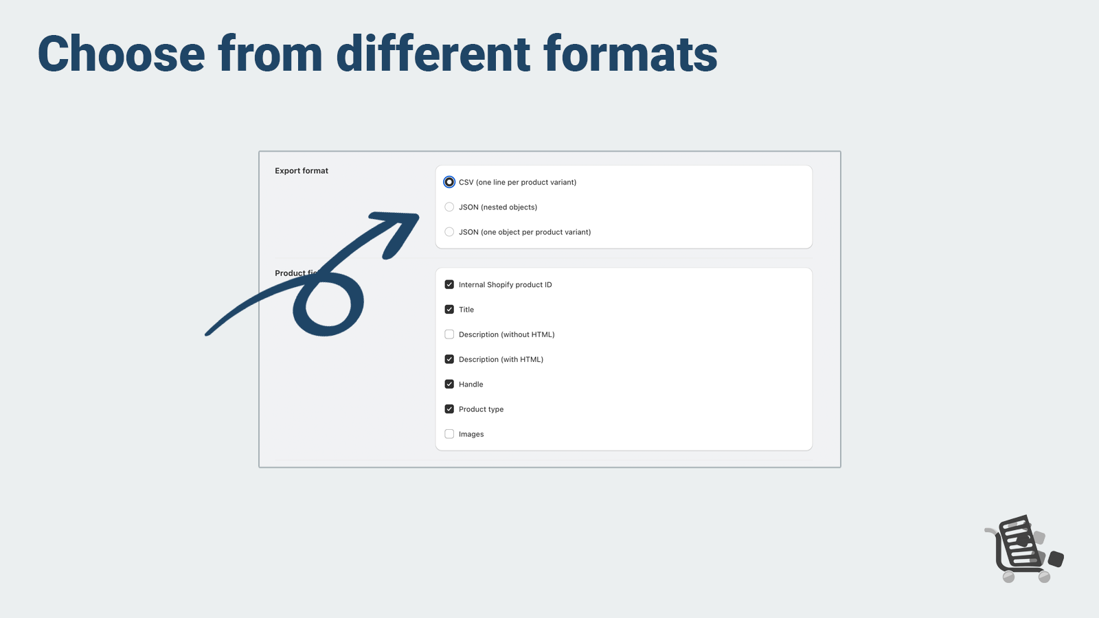 Choose from different formats