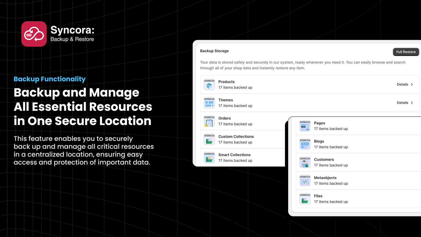 backup manage essential resources