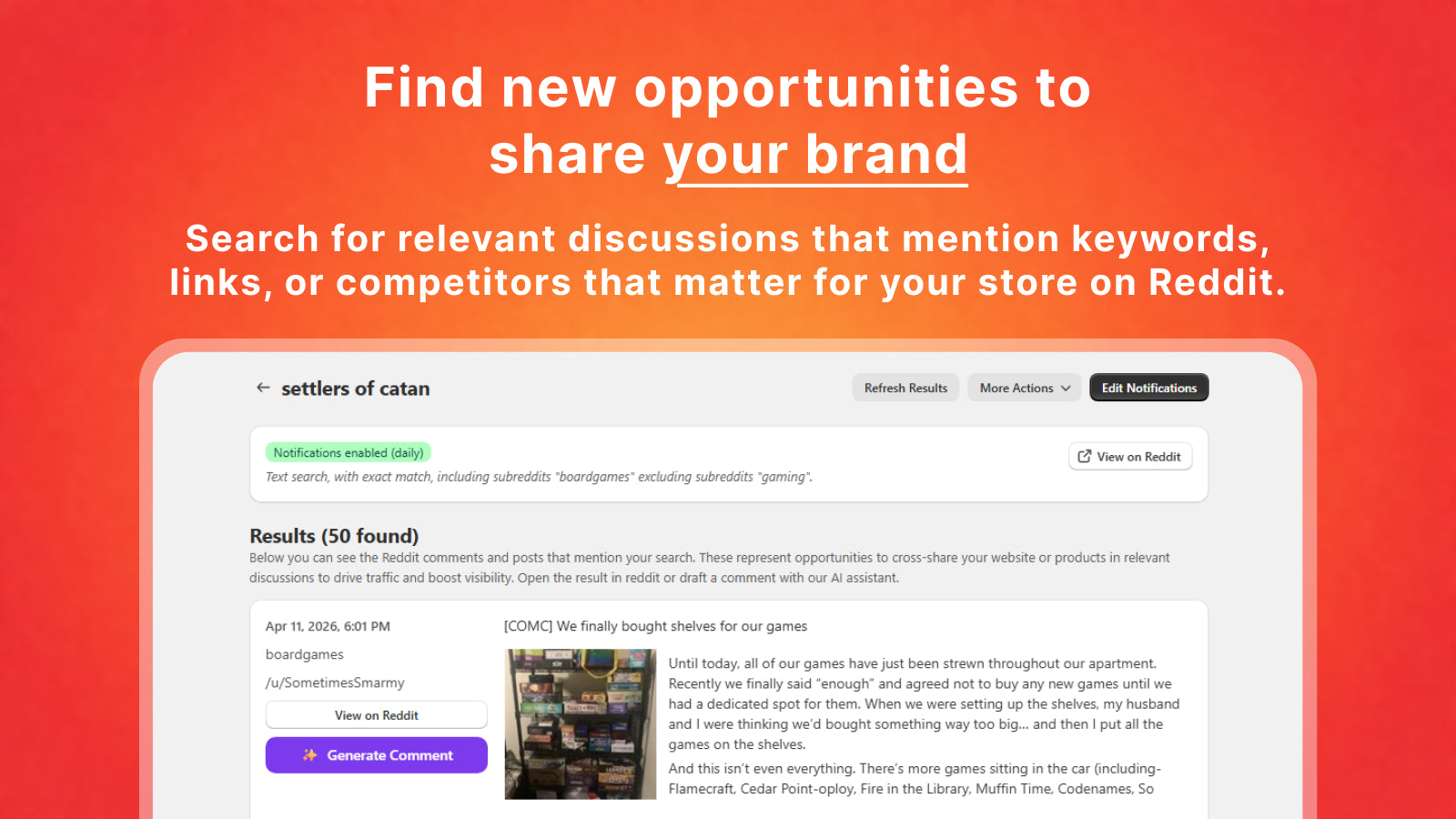 Find brand mentions on Reddit