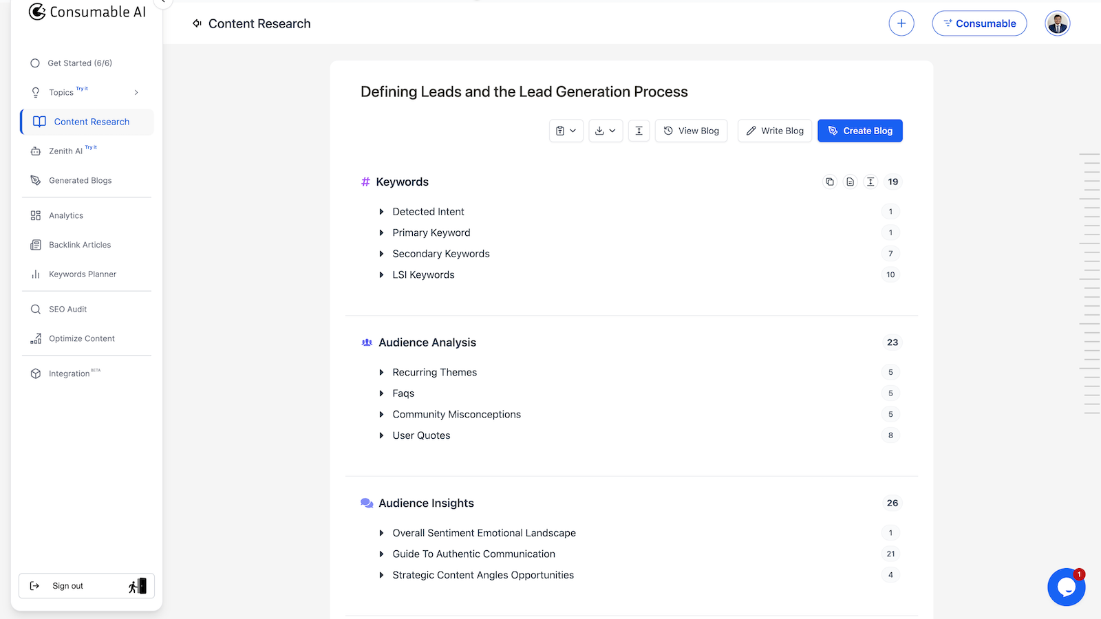 Consumable Content Research