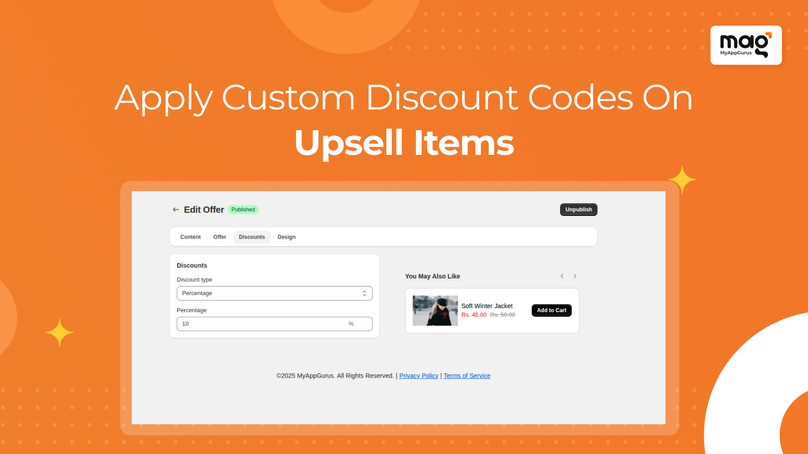 Apply custom discount codes on upsell items