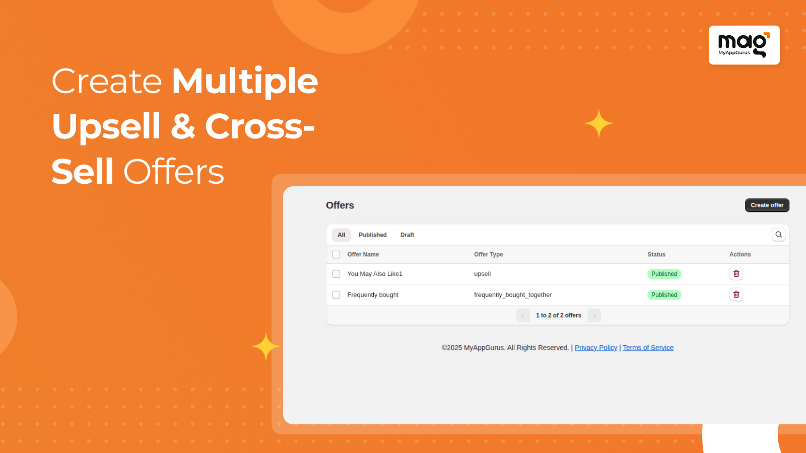 Create multiple upsell & cross-sell offers