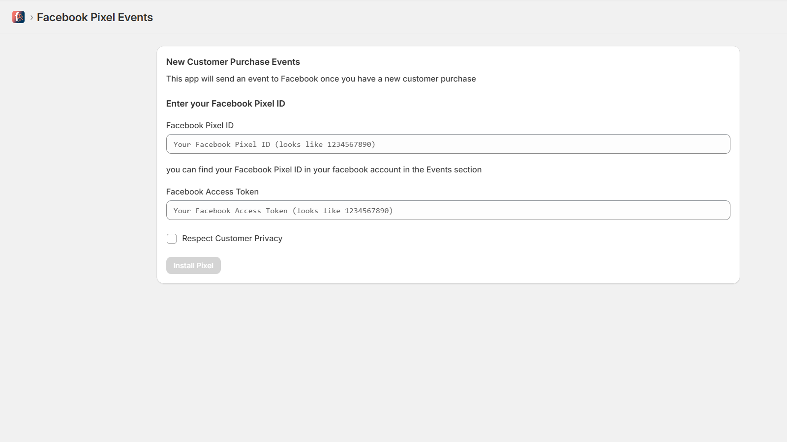 Simple Interface to configure the app. 
