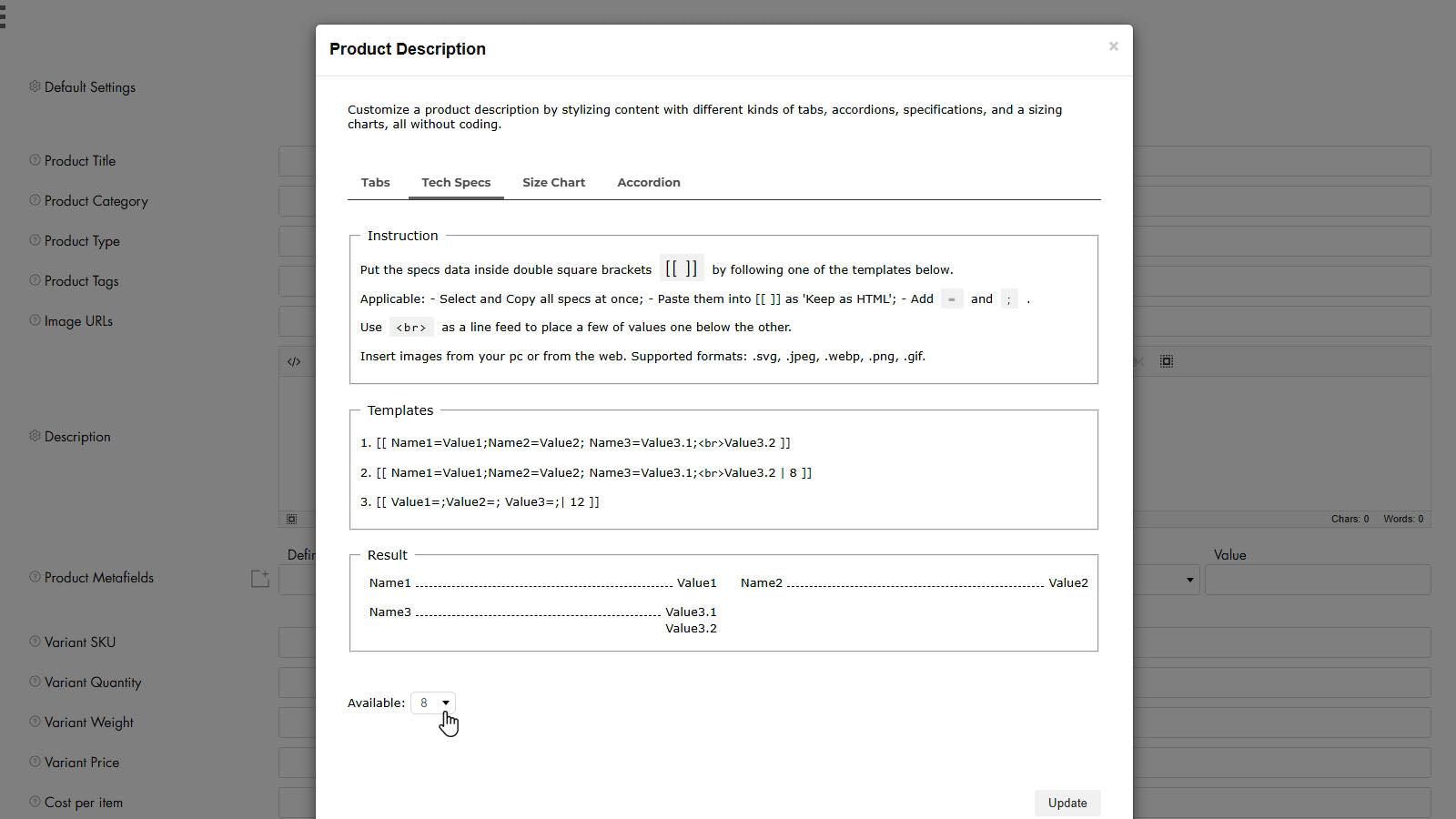 Description Settings
