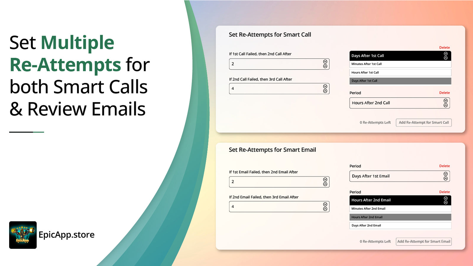 Set Multiple Re-attempts for both Smart Calls & Review Emails