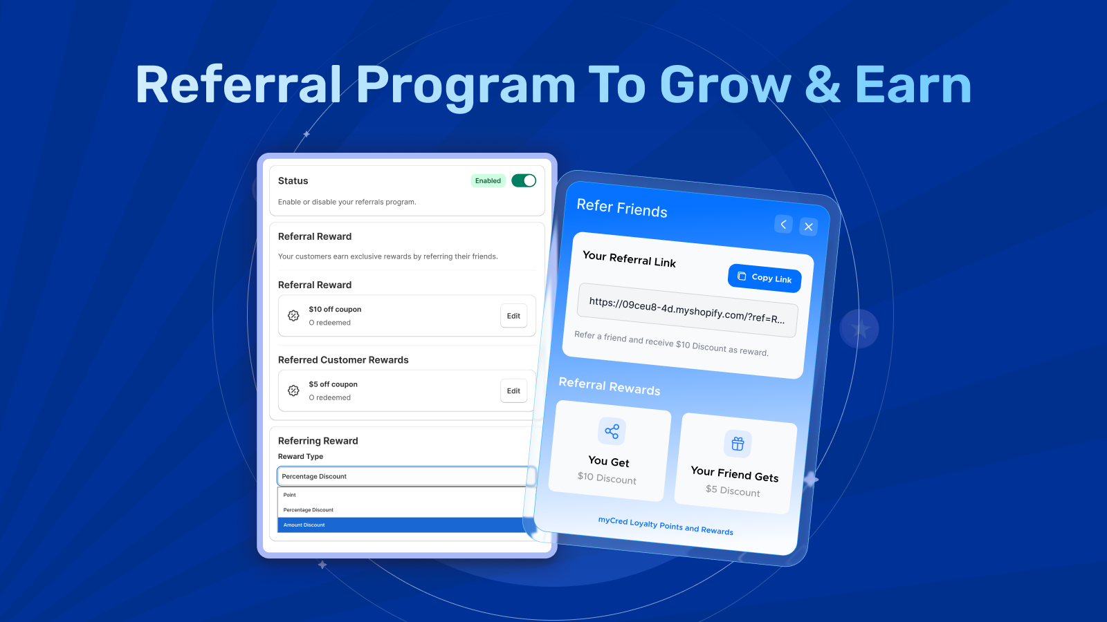 Referral program to reward customers in Shopify loyalty app
