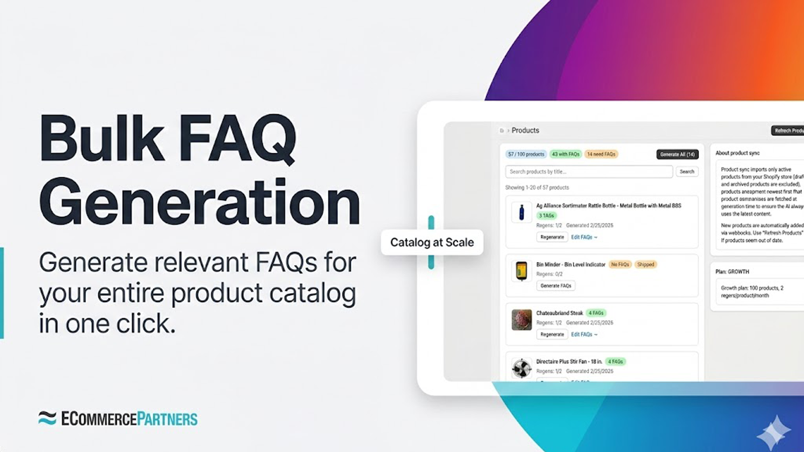 Bulk generate FAQs for your entire product catalog in one click