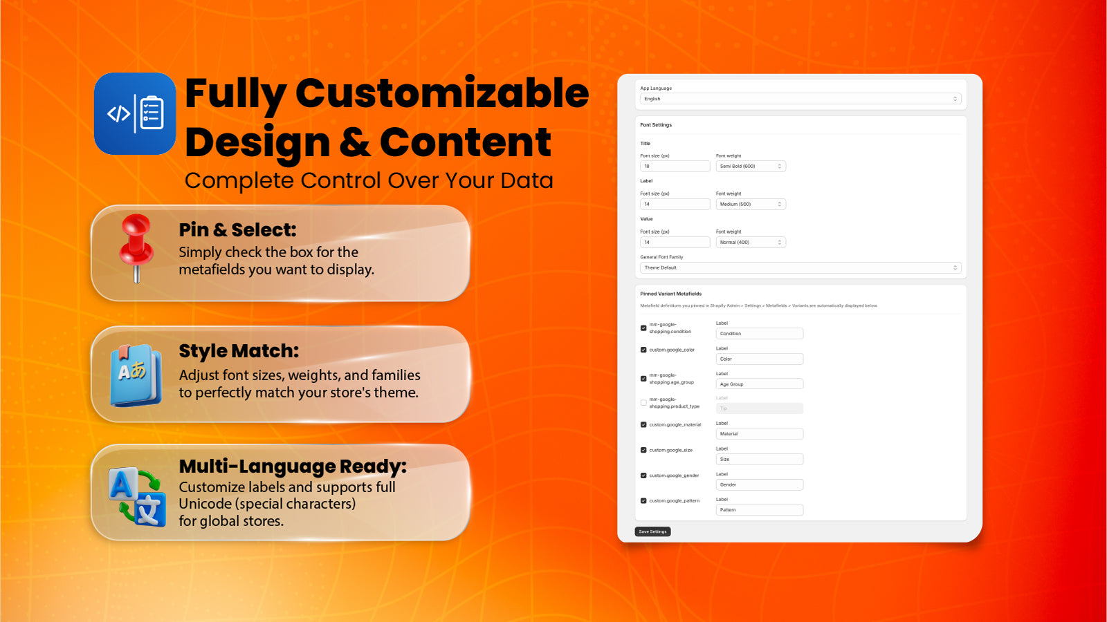 Customize design to match your store theme