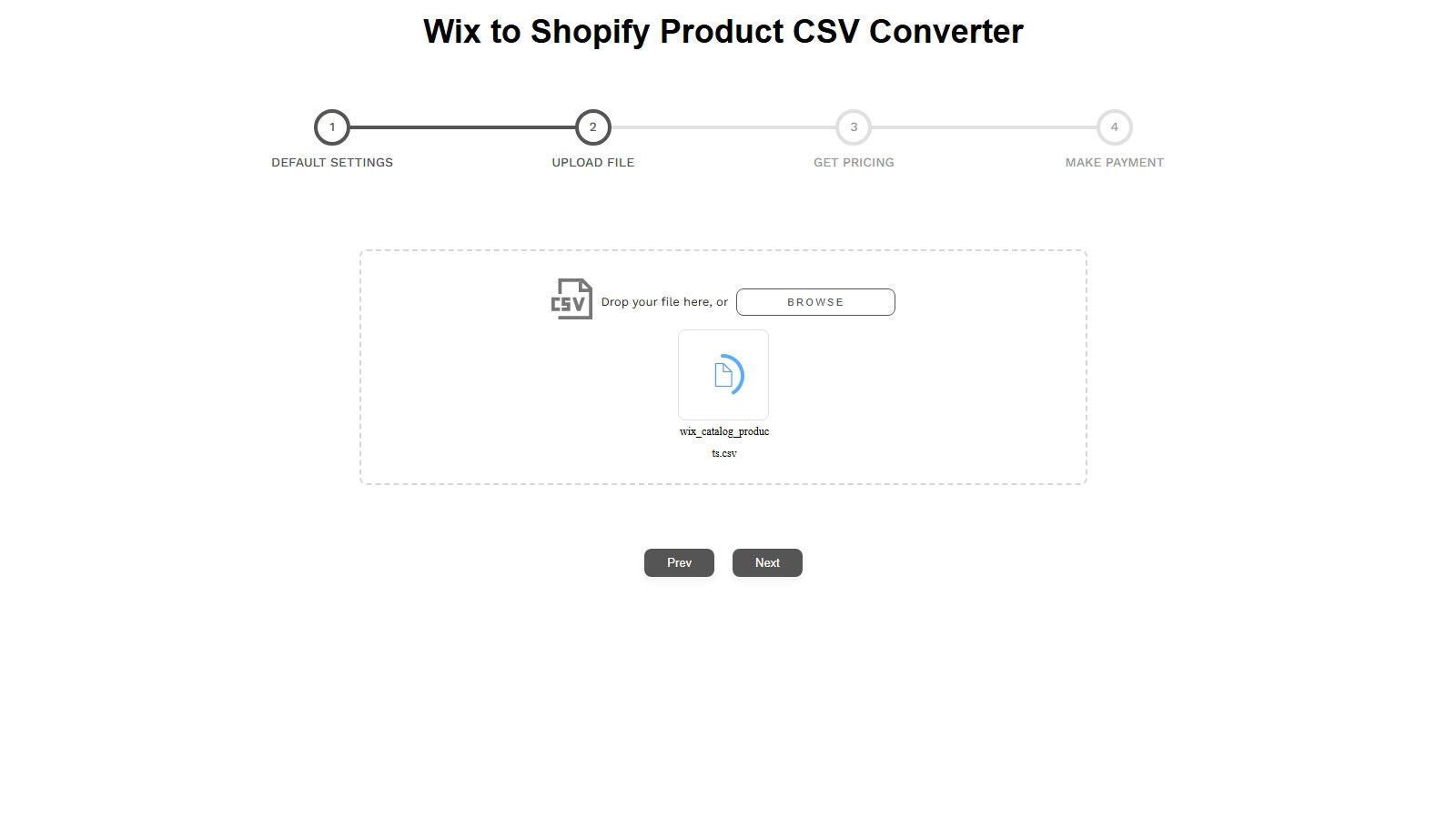 Upload Wix CSV