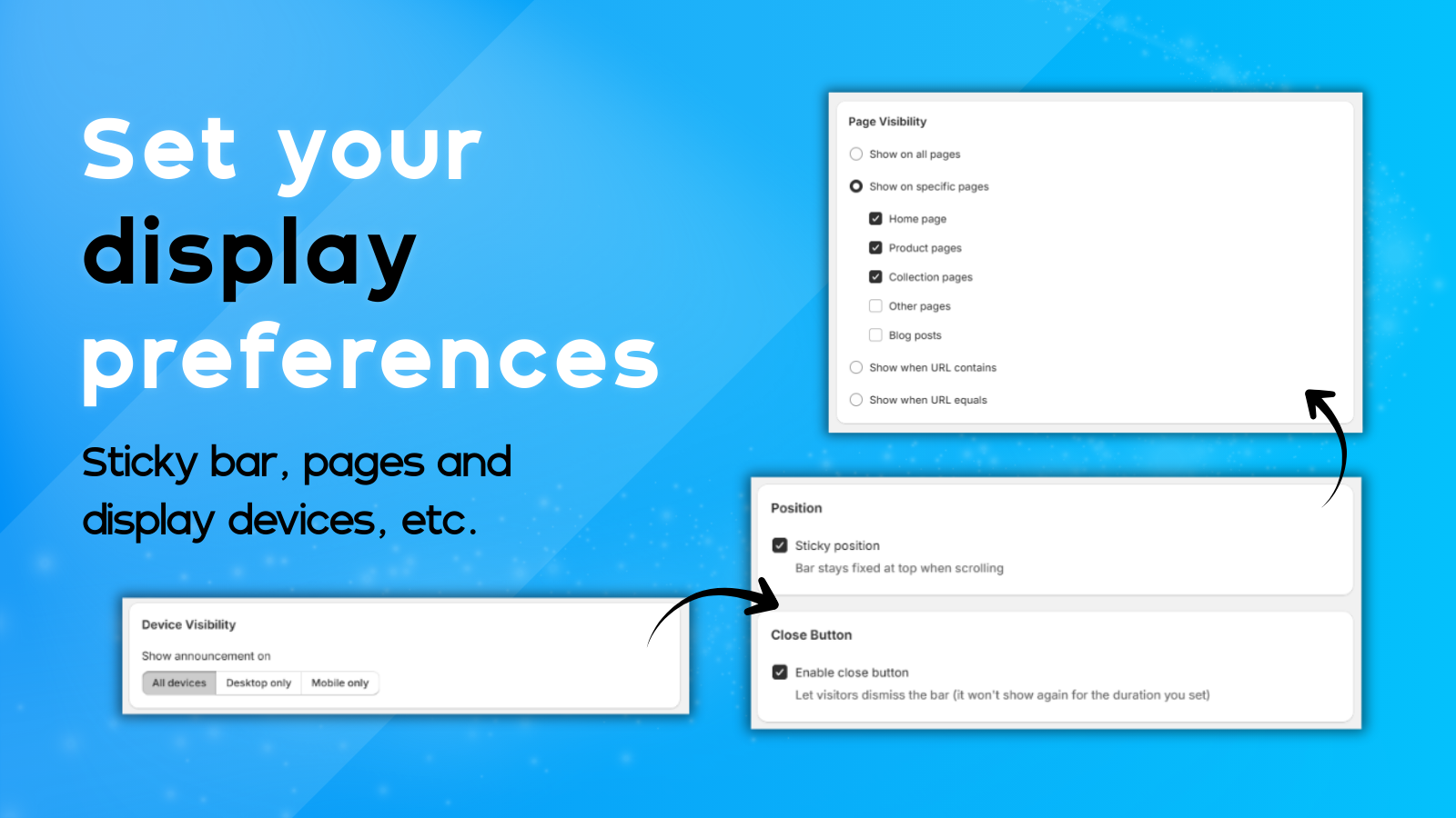 Target bars by page, device and sticky position settings