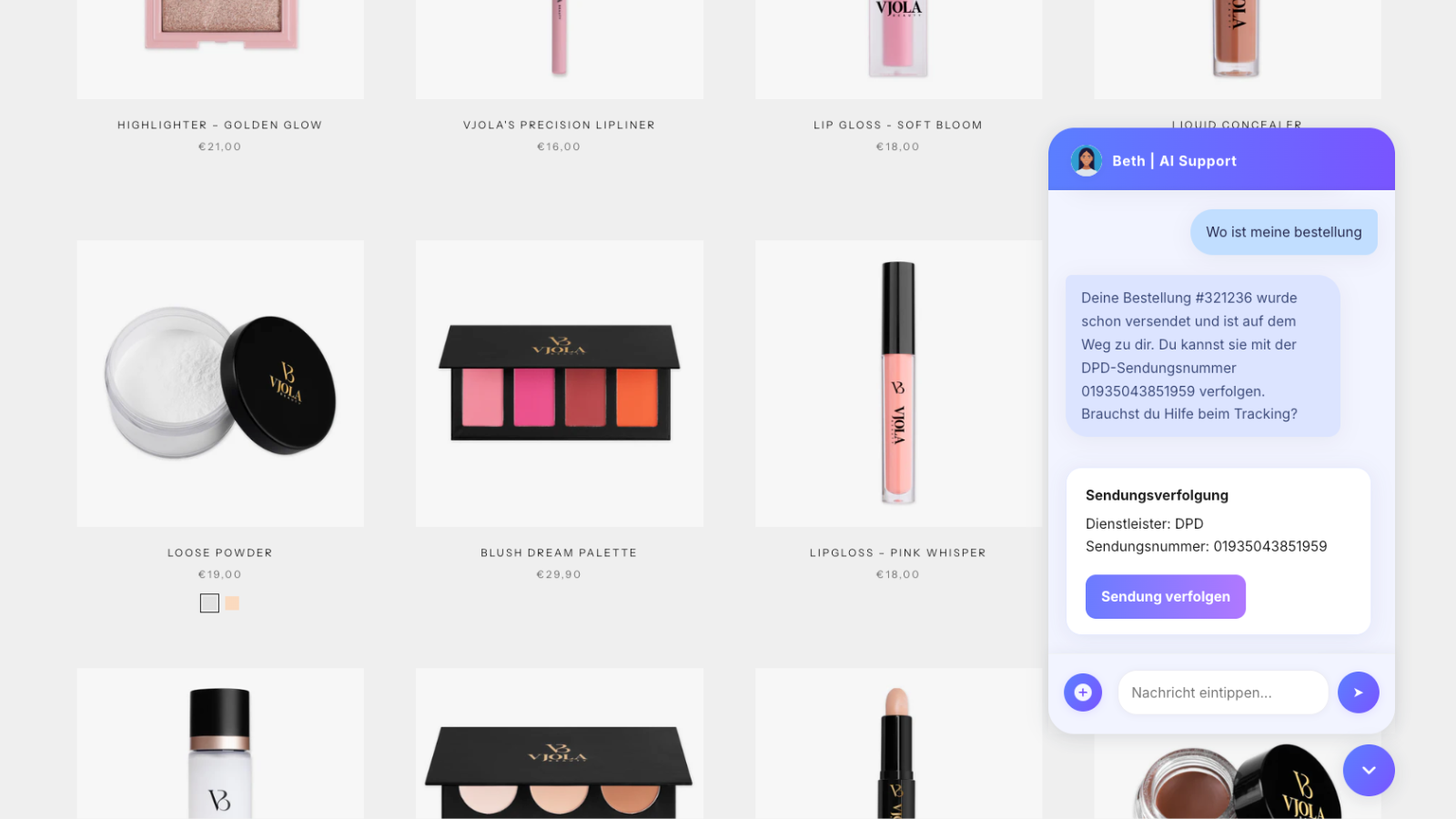 chat frontend widget ai support