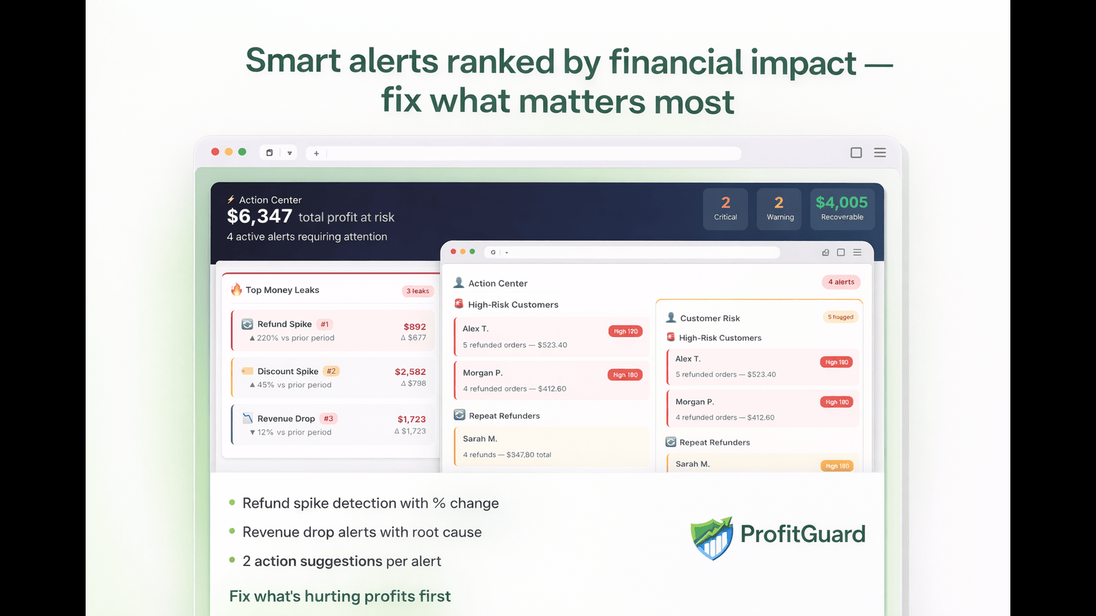 Smart alerts action center